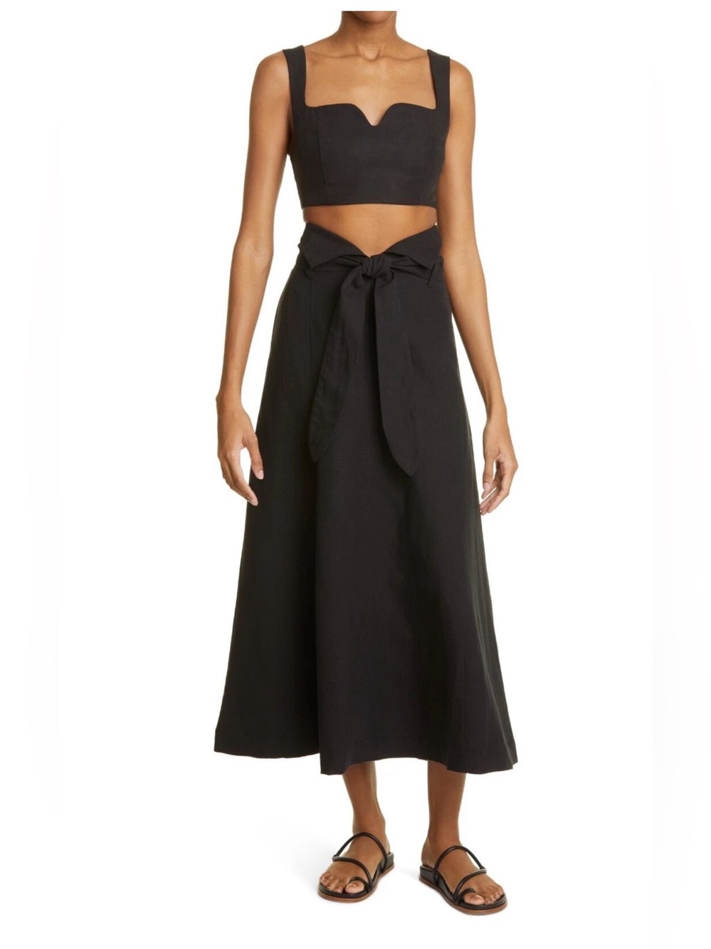 MARA HOFFMAN Full Circle Tie Waist Anna Skirt in Black Size XXS